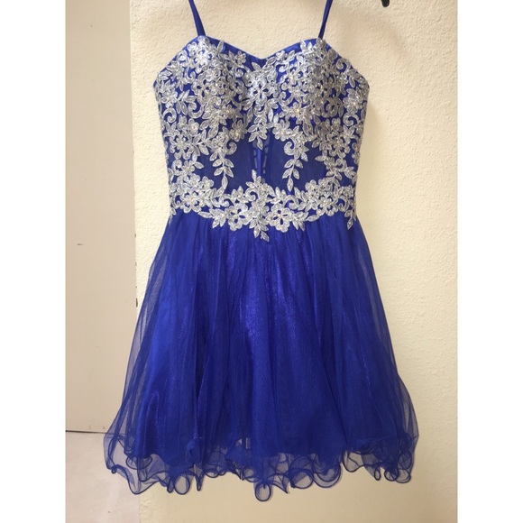 blue and silver homecoming dress